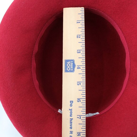 Laura Ashley Wide Brim Hat Magenta Wool Vintage Grosgrain Bow Great Britain 22.5 - Picture 14 of 14